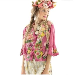 NEW Magnolia Pearl appliqué shirt roses floral